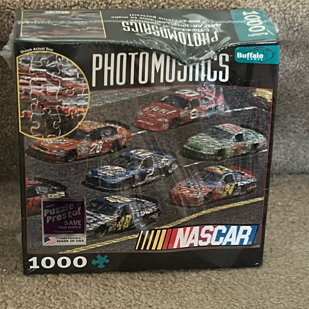 SEALED Photomosaics Nascar Puzzle 1000 piece Bonus Poster by Buffalo Games